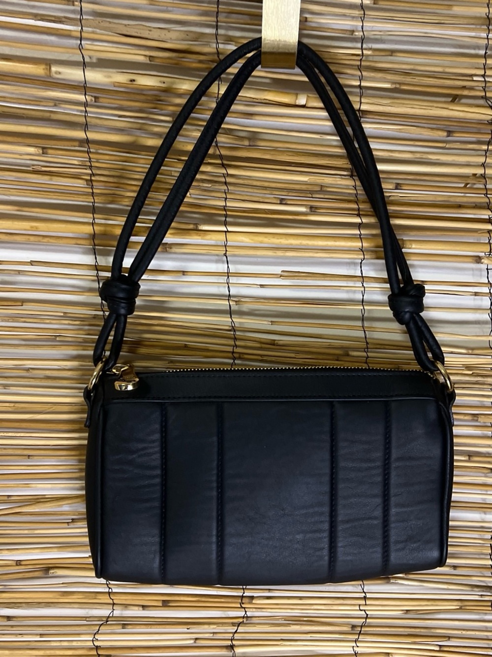 GiGi New York Black Quilted Mini Shoulder Bag with Knot Straps